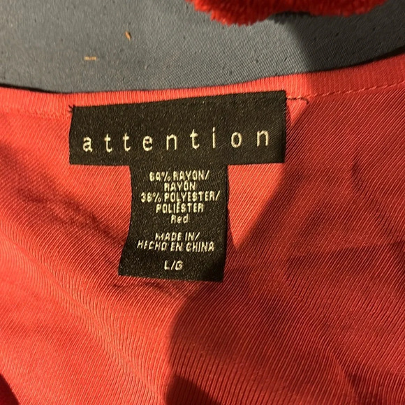 Attention beaded balloon long sleeve Rayon V neck blouse Sz L - Picture 5 of 14